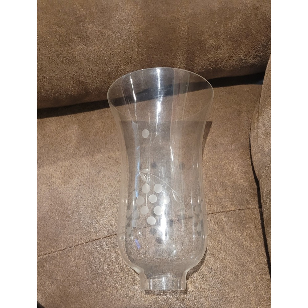 Etched Grape & Leaf Hurricane Shade for Candle Chandelier Sconce 7 " H